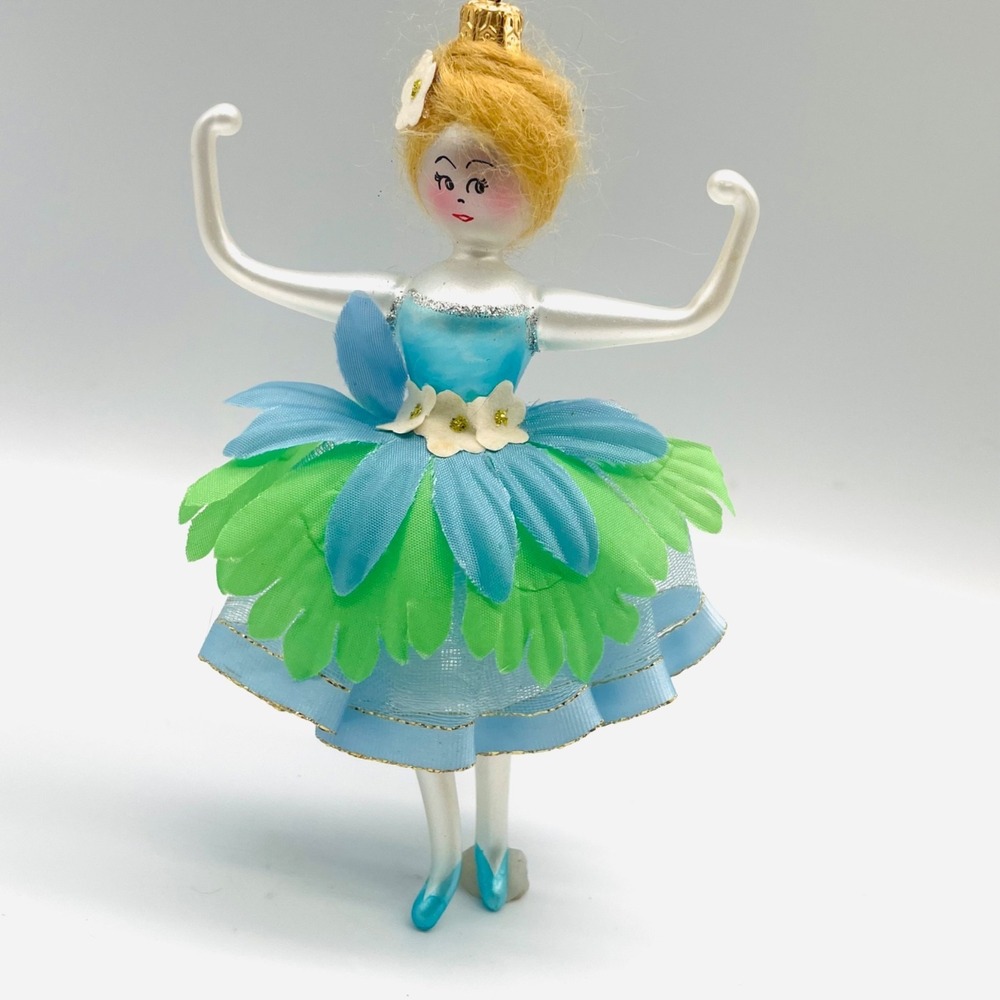 NEW Soffieria De Carlini Ballerina Christmas Ornament‎ Blue Green 6 Inch